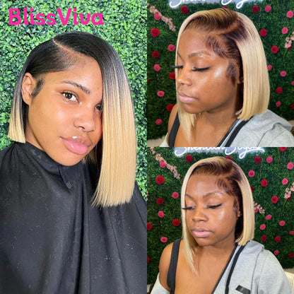 13x6 Short Bob Wigs Silver Grey Lace Front Wigs Human Hair Pre Plucked Ash Gray Blonde 613 Lace Frontal Wig Human Hair Bob Wig BlissViva Hair Store 1103372311