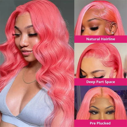 30 Inch Pink Lace Front Wig Human Hair 13x6 Water Wave Hd Lace Frontal Wig For Women Body Wave Brazilian Light Pink Colored Wigs HEYJU Hair US Store Store ID 1103597371