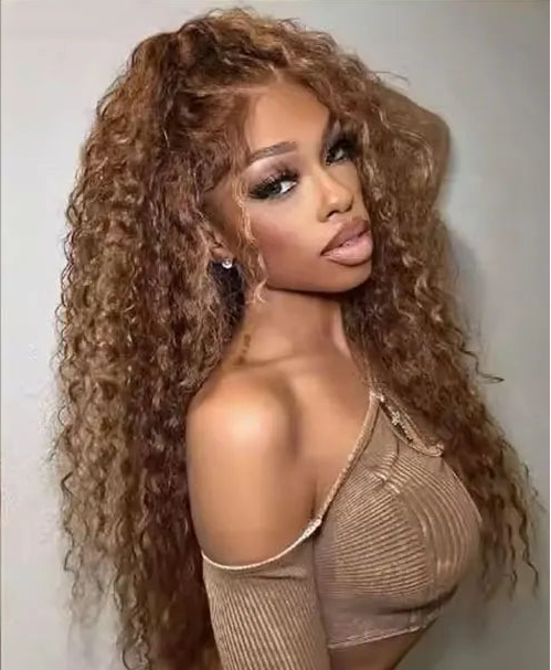 250% Density Highlight Colored 13x4 Lace Frontal Human Hair Wig Brazilian 4/27 Deep Wave Human Hair Wigs For Women Pre Plucked HairStar Wigs