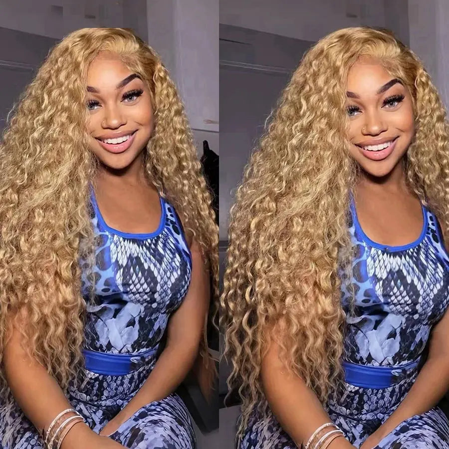 13x6 Deep Wave Lace Front Wigs Human Hair Honey Blonde HD Transparent Lace Frontal Wigs Human Hair #27 Curly Wigs Human Hair Wig HairStar Wigs