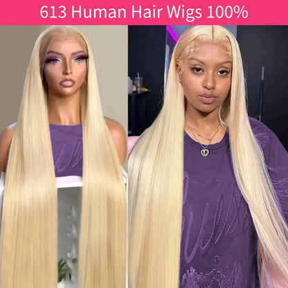 613 Hd Lace Frontal Wigs 13X6 Lace Front Wigs Blonde Straight Human Hair Wigs 40 Inch 230 Density Brazilian Hair For Black Women Afybea GlowHair Store 1105053546
