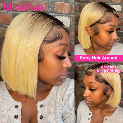 13x6 Short Bob Wigs Silver Grey Lace Front Wigs Human Hair Pre Plucked Ash Gray Blonde 613 Lace Frontal Wig Human Hair Bob Wig BlissViva Hair Store 1103372311