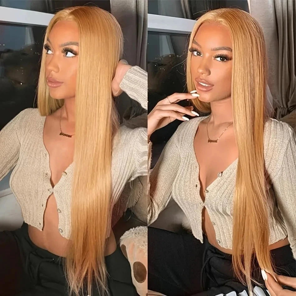 Straight Human Hair Wigs 27 Honey Blonde 13X6 Hd Lace Frontal Wig 100% Human Hair 230 Density Pre Plucked Brazilian Wigs 38 Inch Afybea GlowHair Store 1105053546