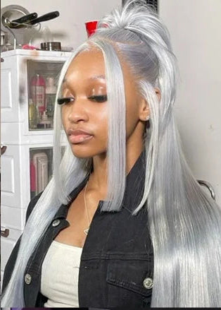 Silver Grey Straight Wigs Human Hair Brazilian 13x6 HD Lace Frontal Colored 613 Wigs Pre Plucked With Baby Hairline 200% Density Hairsoboom Store Store no.: 1103586186