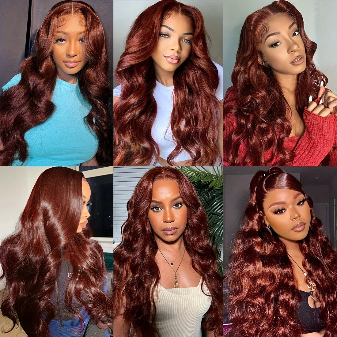 13x4 Red Brown Body Wave 200 Density Frontal Glueless Wig Brazilian Virgin Hair HD Transparent Lace Pre plucked Human Hair wigs Wig Queen US Store Store ID 1103587128