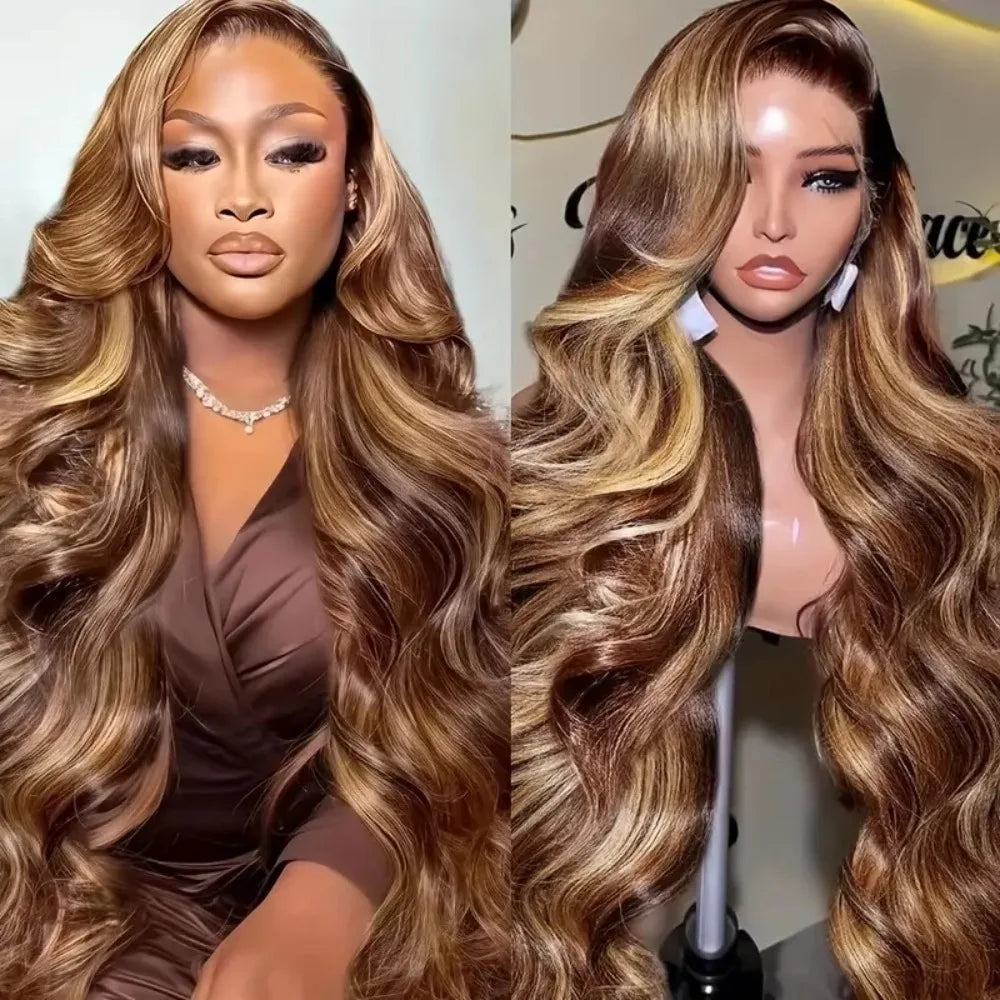 30 Inch Honey Blonde Ombre Lace Front Wig Human Hair 13x4 HD Lace Front Wig 4/27 Highlight Ombre Body Wave Lace Frontal Glueless HairStar Wigs