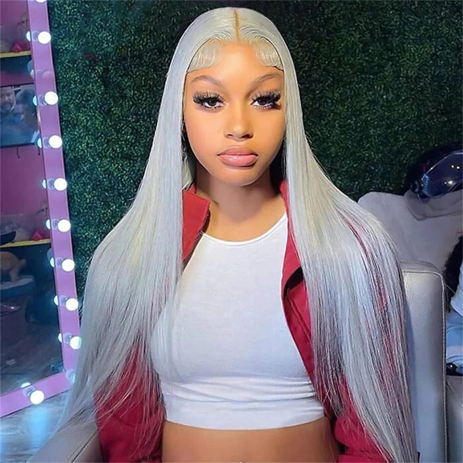 13x6 Silver Grey Straight Lace Front Human Hair Wigs Pre Plucked 613 Blonde Body Wave Frontal Wigs For Women Brazilian Hair Wigs Verochic Store Store ID 1104704776