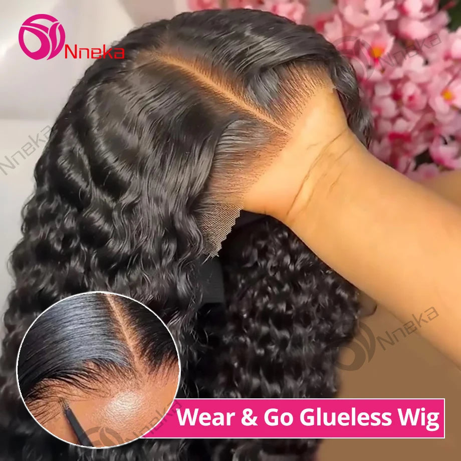 Glueless Wigs Human Hair Ready To Wear Pre Cut 4x4 5x5 Hd Lace Closure Deep Wave Curly Human Hair Wigs Brazilian Water Wave Wig Nneka Hair Store 1102997309