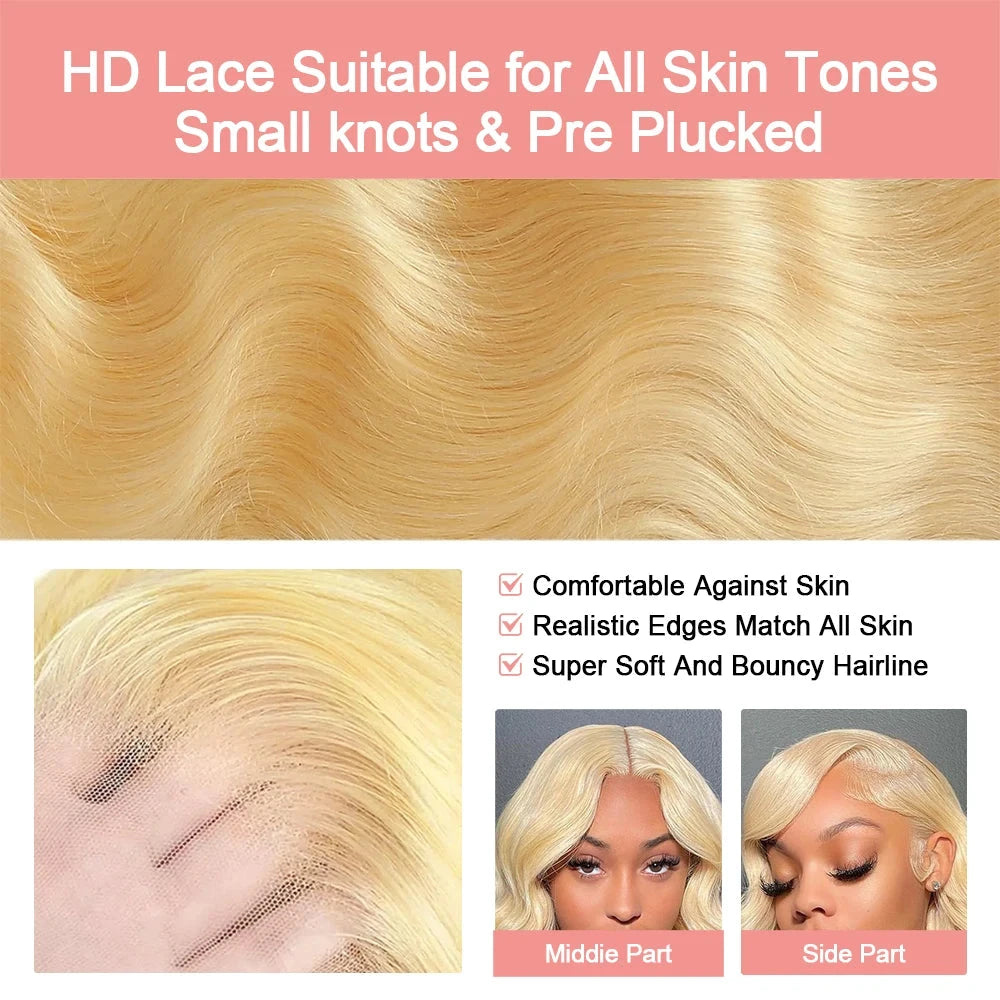 30 40 Inch 13x6 Lace Frontal Wig 613 Blonde Body Wave 13x4 Lace Front Wig Pre plucked Brazilian Human Hair Wigs 200 Density HairStar Wigs