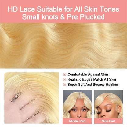 30 40 Inch 13x6 Lace Frontal Wig 613 Blonde Body Wave 13x4 Lace Front Wig Pre plucked Brazilian Human Hair Wigs 200 Density HairStar Wigs