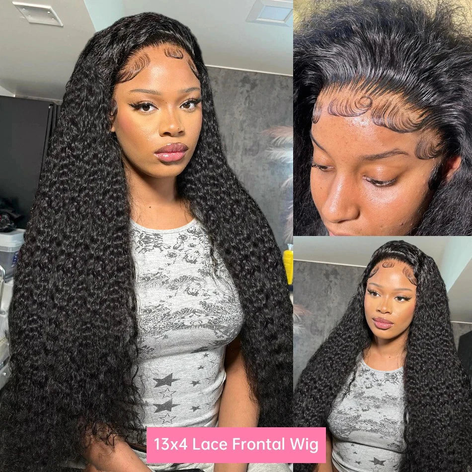 250 Density Loose Deep Wave 30 40 Inches 13x4 Transparent  Lace Front Human Hair Wigs Brazilian Water Curly Lace Frontal Wig POKER FACE Official Store 3440006