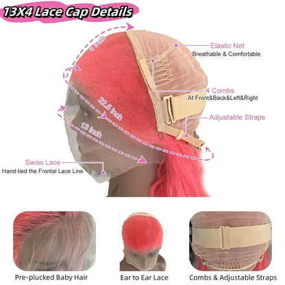Body Wave Pink Lace Front Wig Human Hair 13x6 613 Blonde Body Wave Lace Front Wigs Human Hair Pre Plucked Colored 250% Density HairStar Wigs