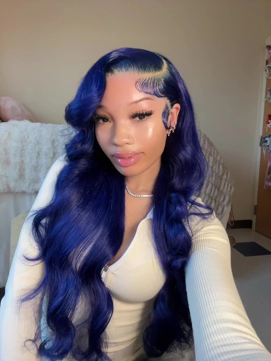 Blue 13x4 Lace Front Body Wave Human Hair Wigs Brazilian Blue Colored HD Transparent Lace Front Wigs For Women Pre Plucked HairStar Wigs