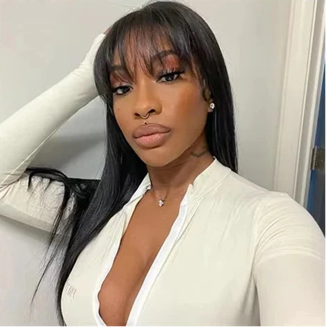 3x1 Middle Part Lace Wig Bone Straight Cheap Wigs 250 Density Full Machine Made Human Hair Wig with Bangs on Clearance Sale Smilegirl Wig Store ID 1104099417