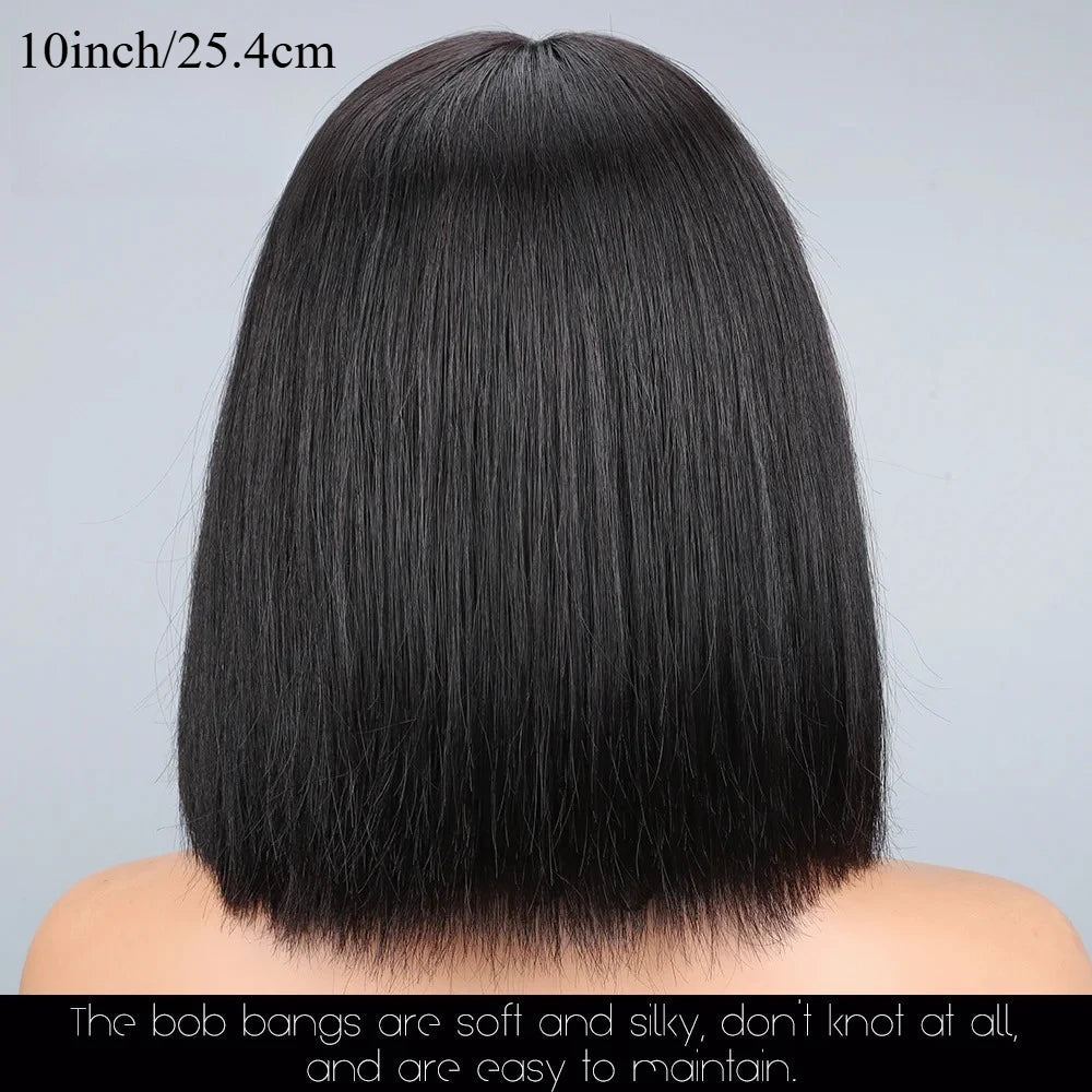Straight Human Hair Wigs With Bangs Fringe Middle Part Bob Lace Wigs Realistic Scalp Brazilian Straight Bob Lace Wigs With Bangs HairStar Wigs