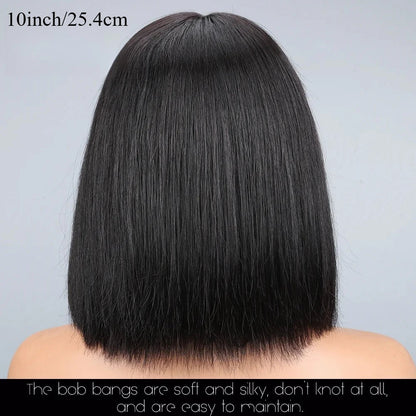 Straight Human Hair Wigs With Bangs Fringe Middle Part Bob Lace Wigs Realistic Scalp Brazilian Straight Bob Lace Wigs With Bangs HairStar Wigs