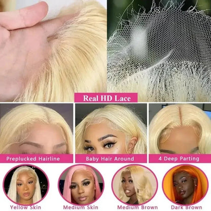 613 Hd Lace Frontal Wigs 13X6 Lace Front Wigs Blonde Straight Human Hair Wigs 40 Inch 230 Density Brazilian Hair For Black Women Afybea GlowHair Store 1105053546