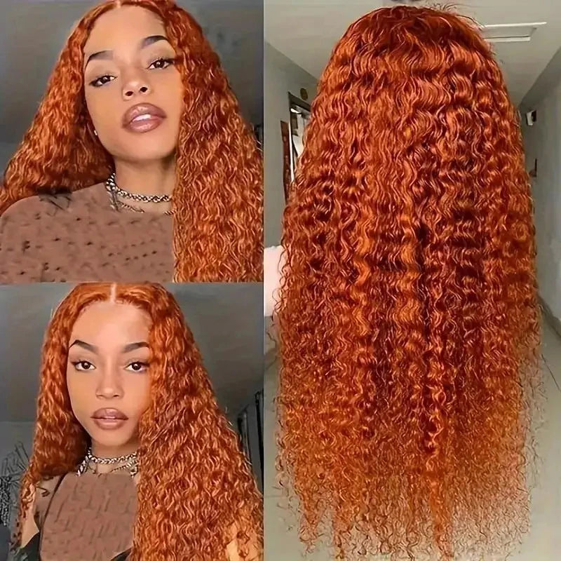 Orange Ginger 13x6 hd Lace Frontal Human Hair Curly Wigs Deep Wave 13x4 Lace Front Wig for Women Choice 30 inch Colored Wigs HEYJU Hair US Store Store ID 1103597371
