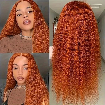 Orange Ginger 13x6 hd Lace Frontal Human Hair Curly Wigs Deep Wave 13x4 Lace Front Wig for Women Choice 30 inch Colored Wigs HEYJU Hair US Store Store ID 1103597371