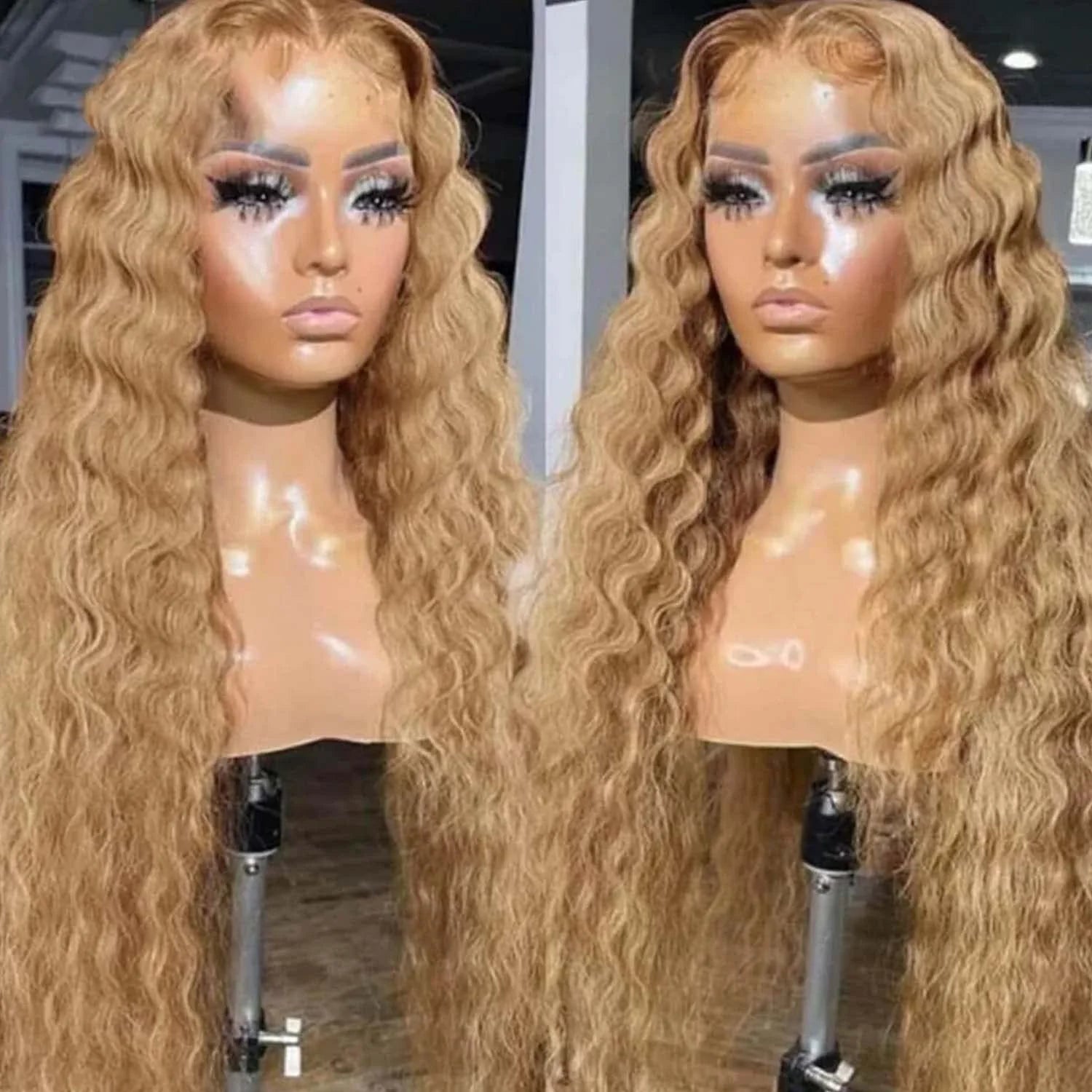 13x6 Deep Wave Lace Front Wigs Human Hair Honey Blonde HD Transparent Lace Frontal Wigs Human Hair #27 Curly Wigs Human Hair Wig HairStar Wigs