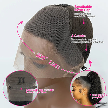 250% 30 36inch 360 HD Lace Frontal Wigs Human Hair Pre Plucked Kinky Straight Wigs for Black Women Yaki Straight High Ponytail CEXXY Hair Oversea Store Store ID 1103580741