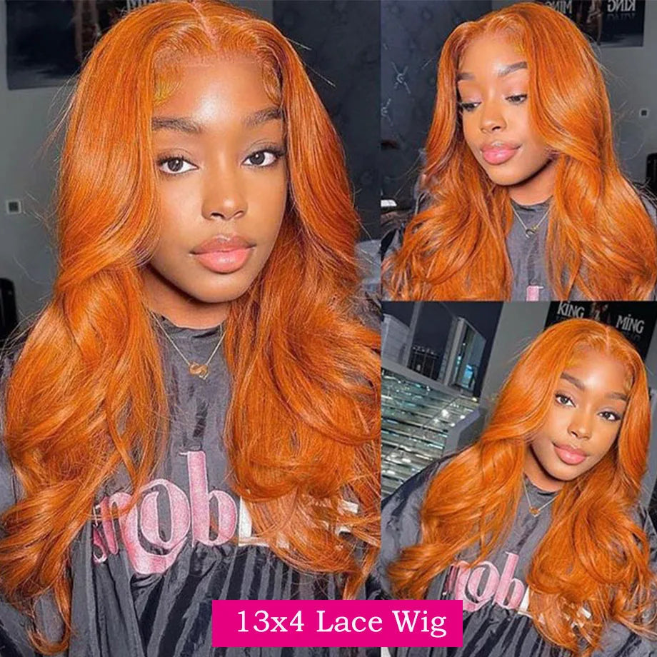 Orange Ginger Lace Front Wigs Human Hair Body Wave 13x6 HD Lace Frontal Wig Colored Brazilian Hair Wig 13x4 Transparent Lace Wig HEYJU Hair US Store Store ID 1103597371