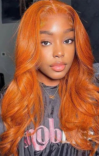 Ginger Human Hair Wig Body Wave Frontal Wig 13X6 Human Hair 30 Inch Lace Front Wigs Colored Brazilian Hair For Women 200 Density Smilegirl Wig Store ID 1104099417