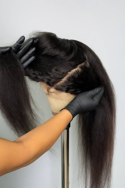 Yaki Kinky Straight 360 Full Lace Human Hair Wig with Hidden Strap Glueless Invisible Band Pre Plucked Natural Look QAANA Store Store ID 1105055089