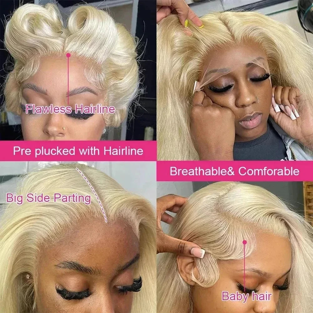 30 40 Inch 13x6 Lace Frontal Wig 613 Blonde Body Wave 13x4 Lace Front Wig Pre plucked Brazilian Human Hair Wigs 200 Density HairStar Wigs