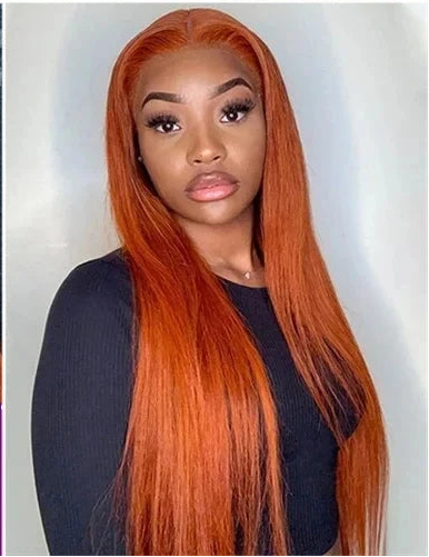 Ginger Wig Human Hair 13x6 Lace Front Wig Straight HD Transparent Pre Plucked 220% Density #350 Colored Human Hair Wig For Women Smilegirl Wig Store ID 1104099417