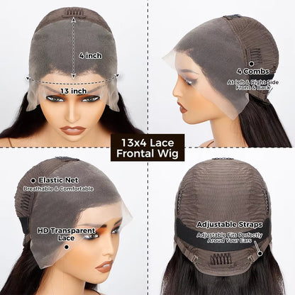 13x4 Short Bob 200 Density Natural Black Straight HD Transparent Lace Brazilian Virgin Hair Wig Full Lace Frontal Wigs For Women Wig Queen US Store Store ID 1103587128