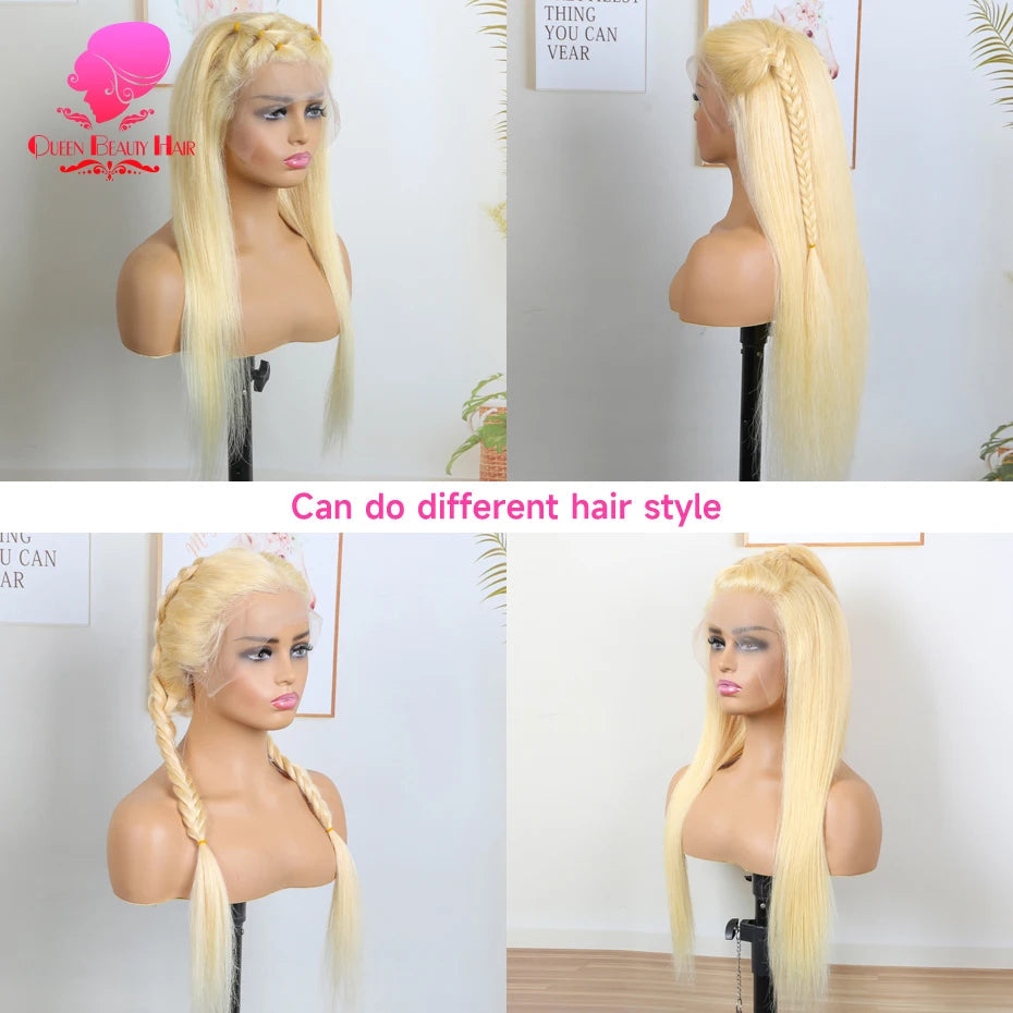 13x6 360 Lace Wig Human Hair Pre Plucked 613 Blonde Colored Lace Front Wigs Bone Straight Ponytail Human Hair Lace Frontal Wig XINXIYA WIG US Store Store ID 1103576649