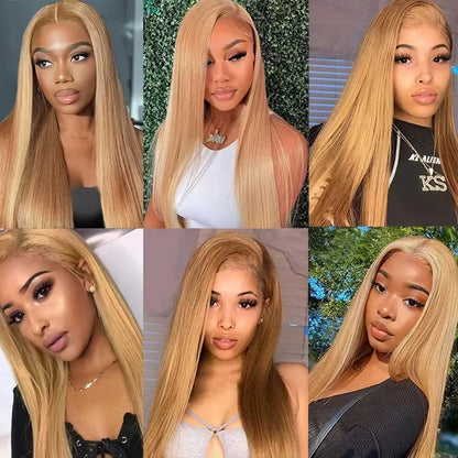 Straight Human Hair Wigs 27 Honey Blonde 13X6 Hd Lace Frontal Wig 100% Human Hair 230 Density Pre Plucked Brazilian Wigs 38 Inch Afybea GlowHair Store 1105053546