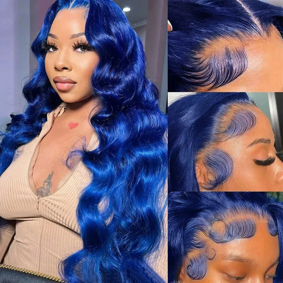 Dark Blue 13x4 Lace Front Wigs Body Wave 100% Human Hair Navy Blue Colored 13x6 Hd Lace Frontal Wigs Pre Plucked Brazilian Wigs Aliwig Store Store ID 1103577386