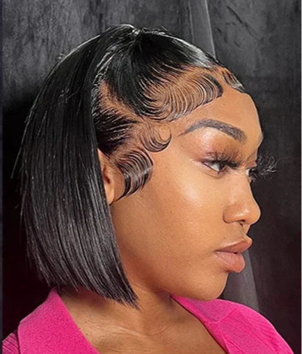 13x4 Short Bob 200 Density Natural Black Straight HD Transparent Lace Brazilian Virgin Hair Wig Full Lace Frontal Wigs For Women Wig Queen US Store Store ID 1103587128