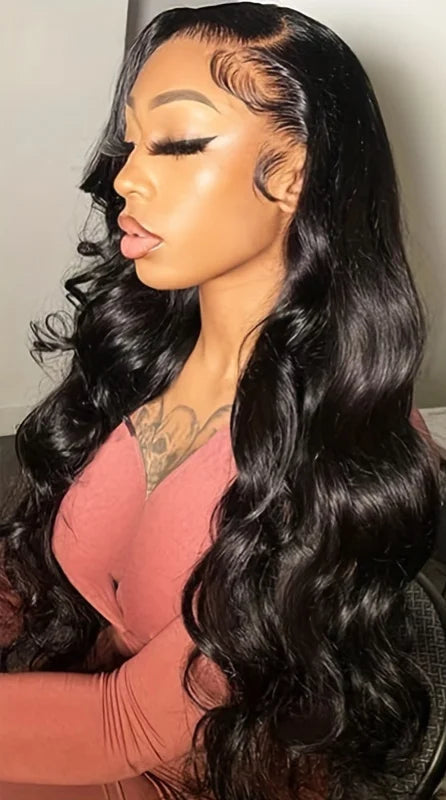 13x6 Natural Black 200 Density Body Wave HD Transparent Lace Frontal Wig Brazilian Remy Hair wig For Women 100% Human Hair Wigs Wig Queen US Store Store ID 1103587128