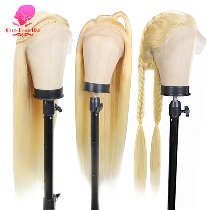 13x6 360 Lace Wig Human Hair Pre Plucked 613 Blonde Colored Lace Front Wigs Bone Straight Ponytail Human Hair Lace Frontal Wig XINXIYA WIG US Store Store ID 1103576649
