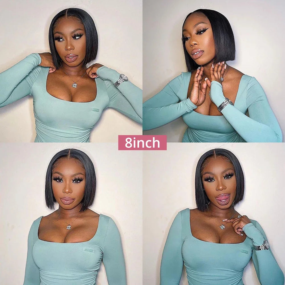 Shine Spark Wear & Go Glueless Bob Wig Lace Front Human Hair Wigs 4x4 4x6 Short Bob Straight HD Lace Frontal Wig Human Remy Hair Shine Spark Outlets Store 1103674936