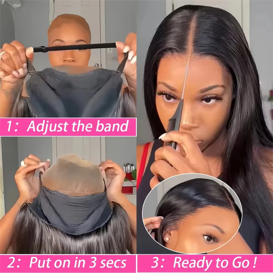 Glueless Wigs Human Hair Ready To Wear Bone Straight Human Hair Wigs 30 Inch Pre Cut 4X4 5X5 Hd Lace Closure Wig 100% Human Hair Botisi Wig Store 1105054533