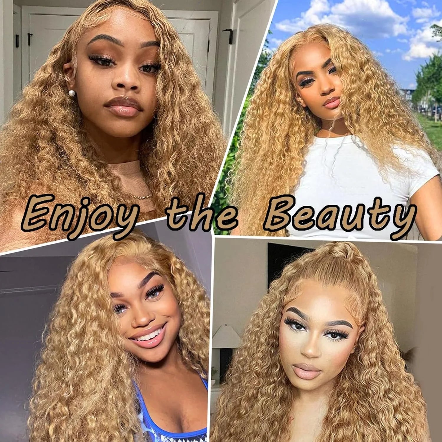 13x6 Deep Wave Lace Front Wigs Human Hair Honey Blonde HD Transparent Lace Frontal Wigs Human Hair #27 Curly Wigs Human Hair Wig HairStar Wigs