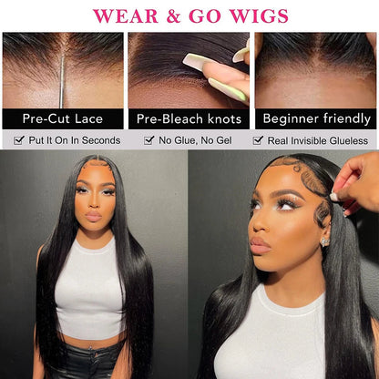 Bone Straight Glueless Wig Human Hair Ready To Wear 4X4 5X5 Hd Lace Preplucked Closure Wig Pre Cut Frontal 100% Human Hair Wigs WeWave Wig Store Store no.: 110341705