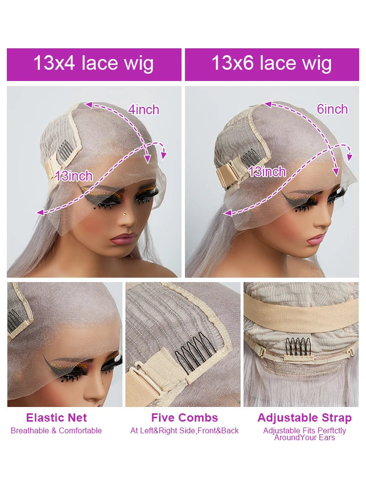 Straight Wig HD Lace – Silver Grey - 13x6 – Glacier