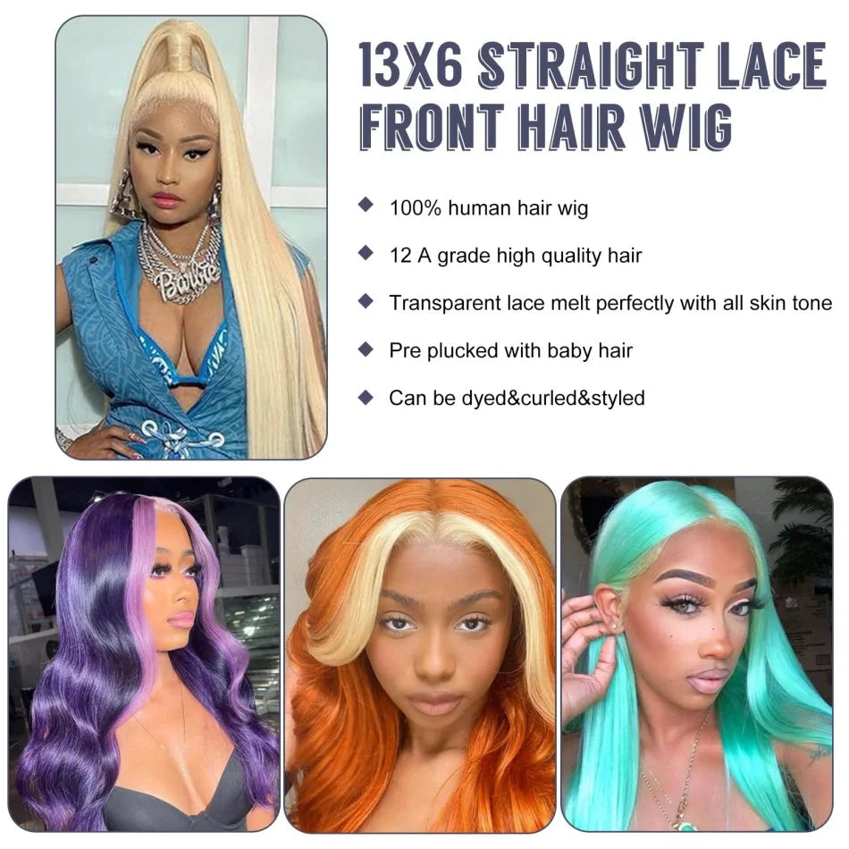 613 Hd Lace Frontal Wigs 13X6 Lace Front Wigs Blonde Straight Human Hair Wigs 40 Inch 230 Density Brazilian Hair For Black Women Afybea GlowHair Store 1105053546
