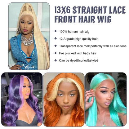 613 Hd Lace Frontal Wigs 13X6 Lace Front Wigs Blonde Straight Human Hair Wigs 40 Inch 230 Density Brazilian Hair For Black Women Afybea GlowHair Store 1105053546