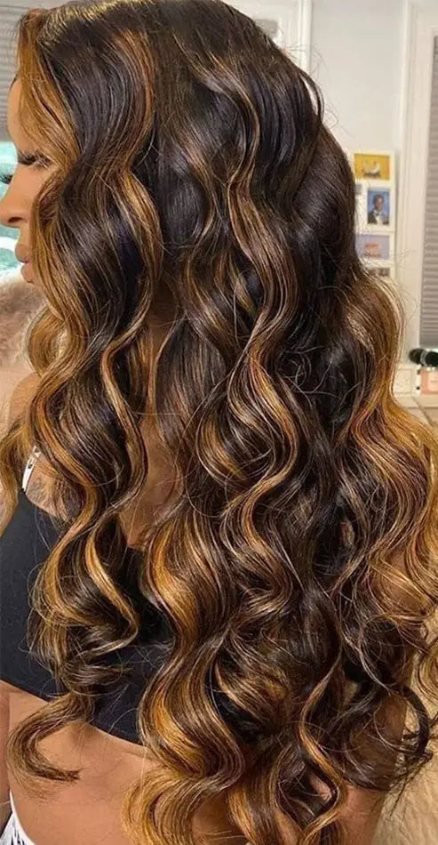 Body Wave P/427 Honey Blonde Highlight Wig Human Hair 13x4 13x6 Lace Front Human Hair Wigs Lace Frontal Wig For Black Women Wigs Lovely Princess Hair Store 1103403046