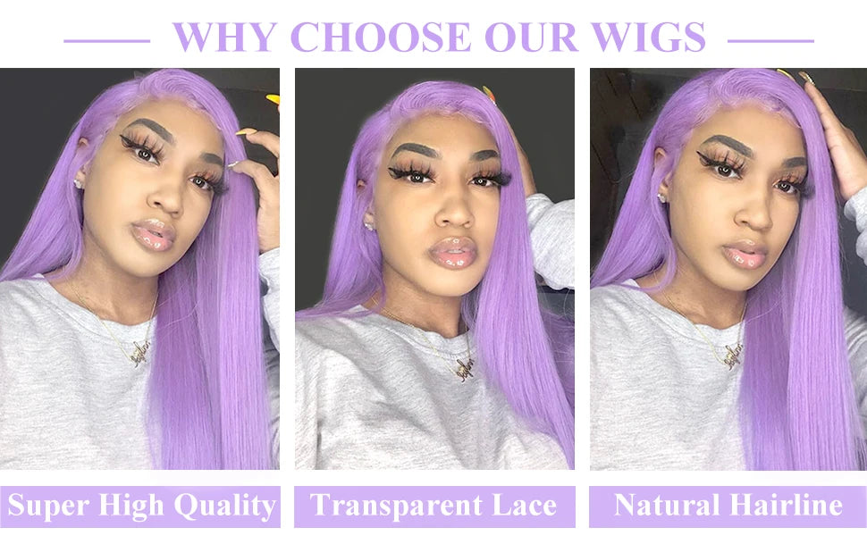 Purple Vietnamese Human Hair Wig 13X6 HD Transparent Lace Front Pre Plucked 180% 250% Density Straight 28 32 Inch Wigs For Women XINXIYA WIG US Store Store ID 1103576649