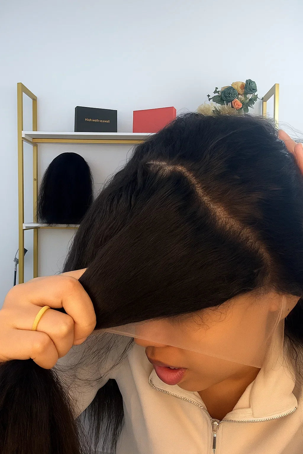 Yaki Kinky Straight 360 Full Lace Human Hair Wig with Hidden Strap Glueless Invisible Band Pre Plucked Natural Look QAANA Store Store ID 1105055089