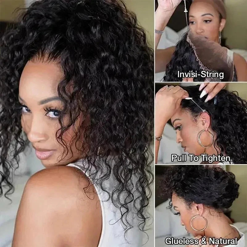 360 HD Full Lace Front Wigs Curly Wig 100% Brazilian Human Hair Pre Plucked Deep Wave Invisible Strap Glueless Wig Water Wave Inksoda Hair Store Store no.: 1104801055