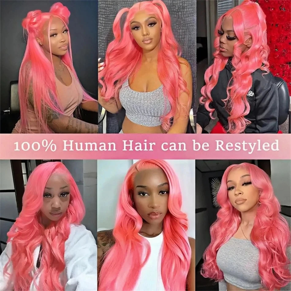 30 Inch Pink Lace Front Wig Human Hair 13x6 Water Wave Hd Lace Frontal Wig For Women Body Wave Brazilian Light Pink Colored Wigs HEYJU Hair US Store Store ID 1103597371