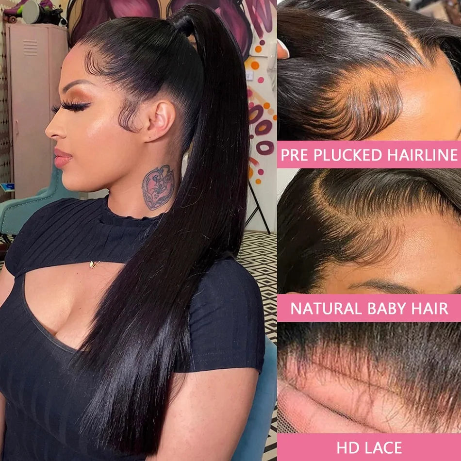 Full 360 HD Lace Frontal Human Hair Wigs PrePlucked For Women Brazilian Bone Straight 13x6 Transparent Lace Front Human Hair Wig Classyhair Store Store ID 1103578707